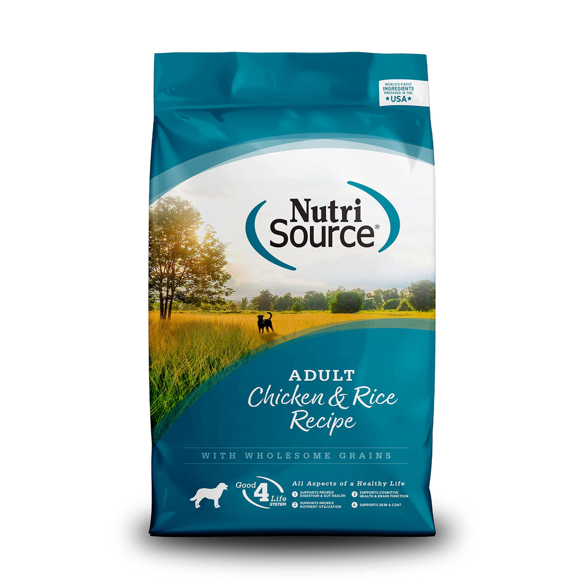 Alimento seco para perros adultos NutriSource, elaborado con pollo y arroz con cereales integrales, 15 lb.