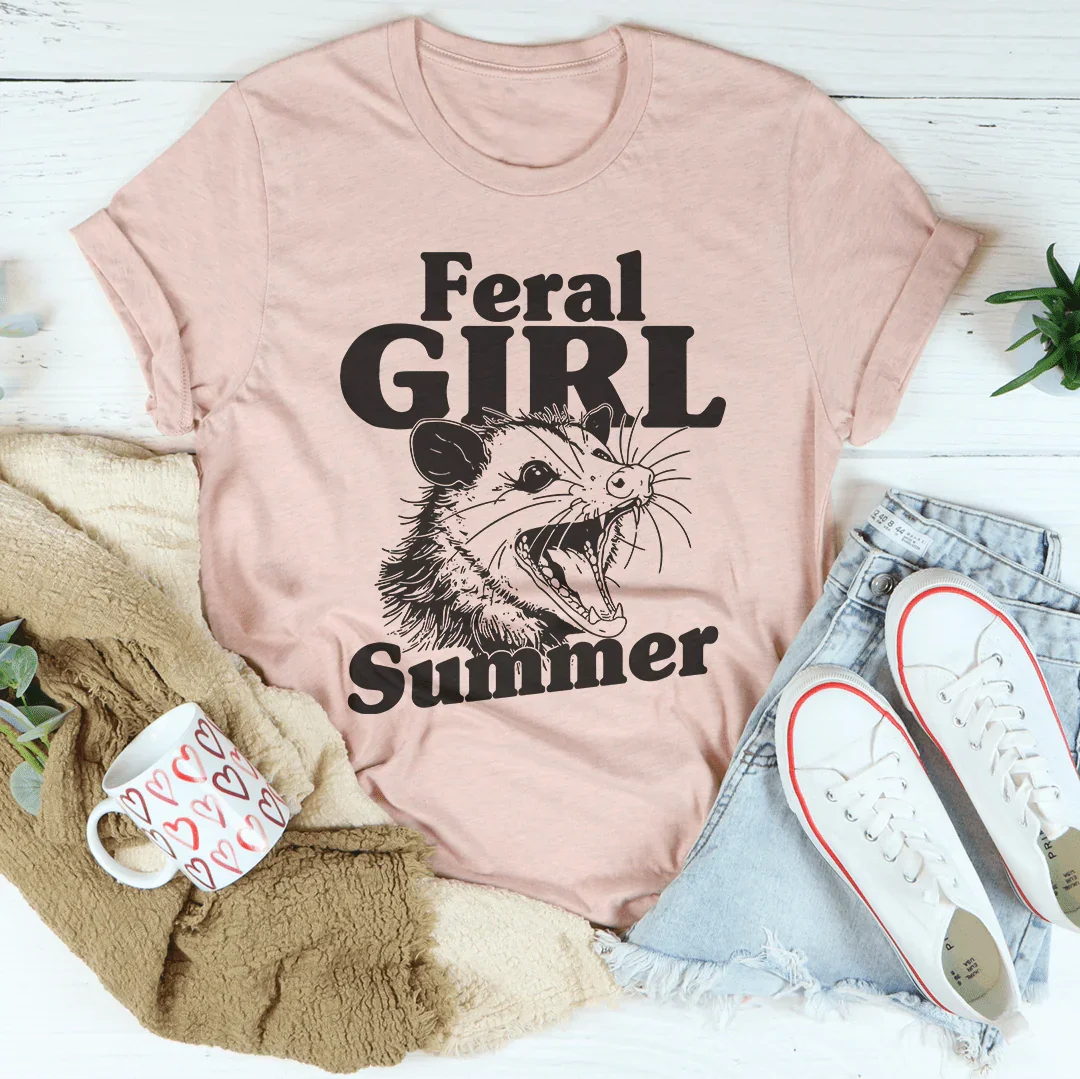 Summer Vacation Graphic Top – "Feral Girl Summer" Possum Tee