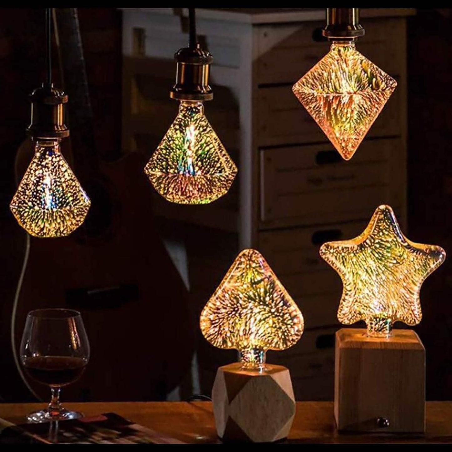 Bombilla LED 3D Decorativa Fuegos Artificiales