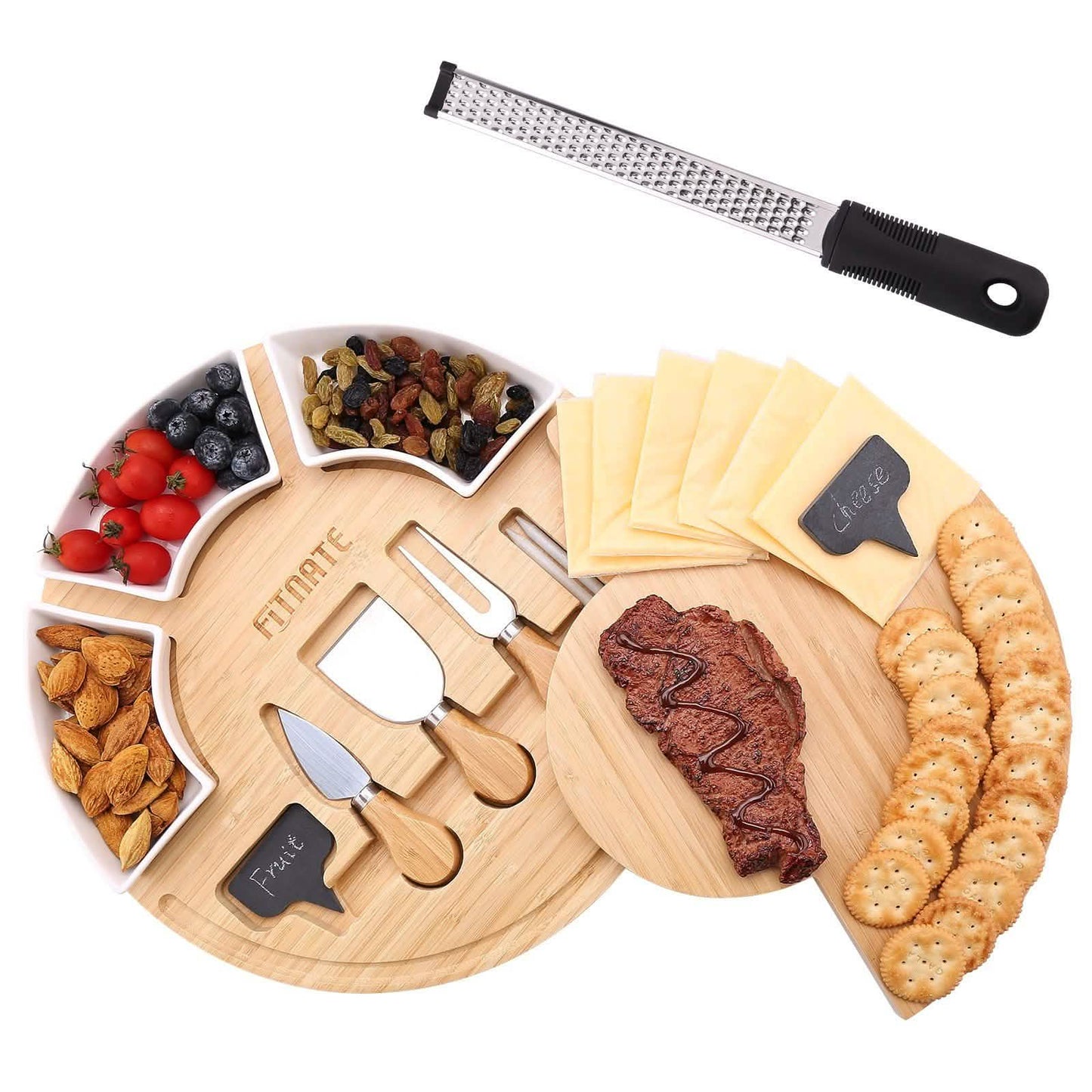 Tabla de cortar queso redonda giratoria Fitnate