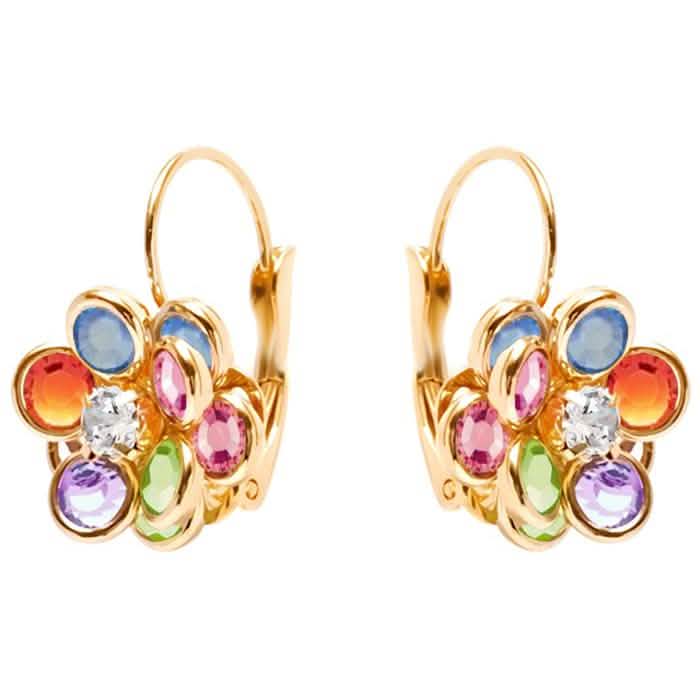 Pendientes Colgantes con Cierre de Palanca en Forma de Flor Hechos con Cristales de Swarovski