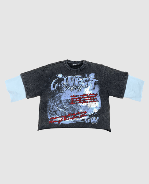 G WEST 3/4 TWO TONE SLEEVE ROLLING SEAS COTTON JERSEY TEE