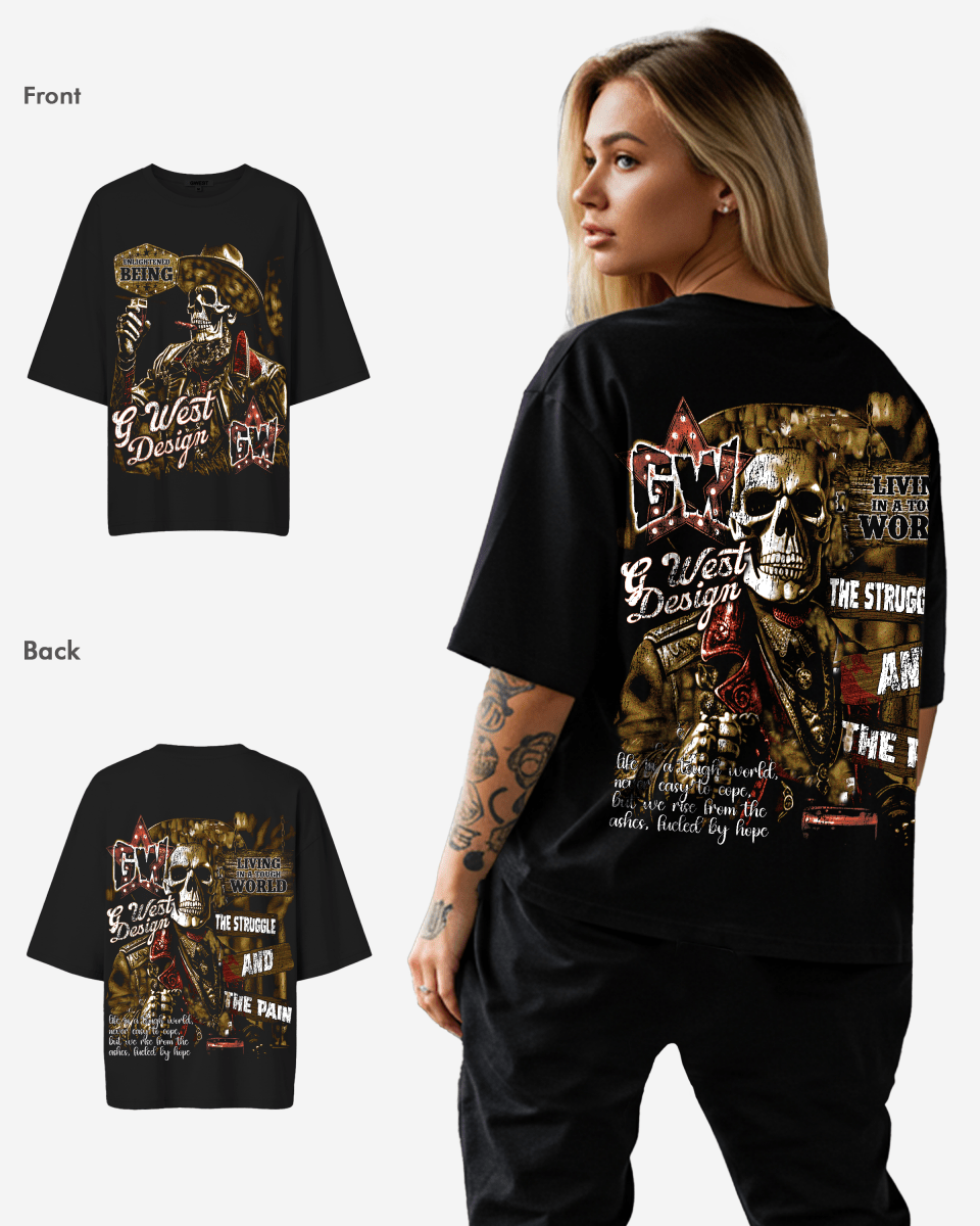 G West Womens Being Enlightened Acid Wash Premium Oversized Tee