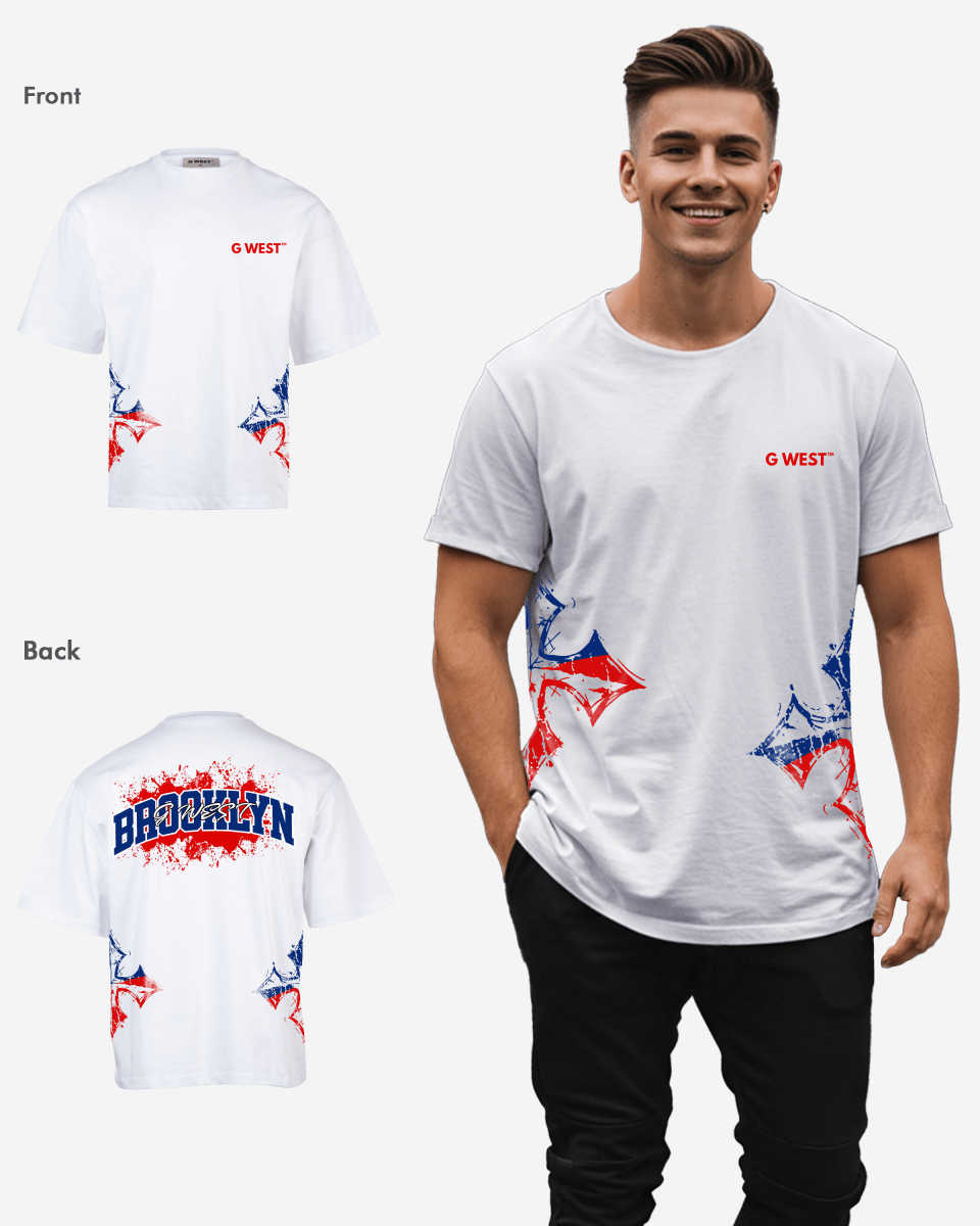 G West Brooklyn Blood Arch Logo Oversized T-Shirts
