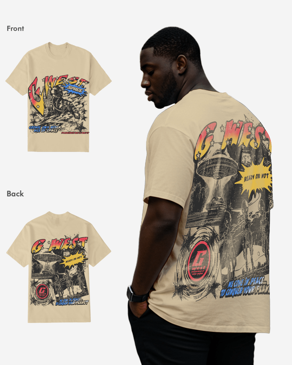 G West Cosmic Sky Ride Acid Wash Double Hit T-Shirt Big and Tall Mens