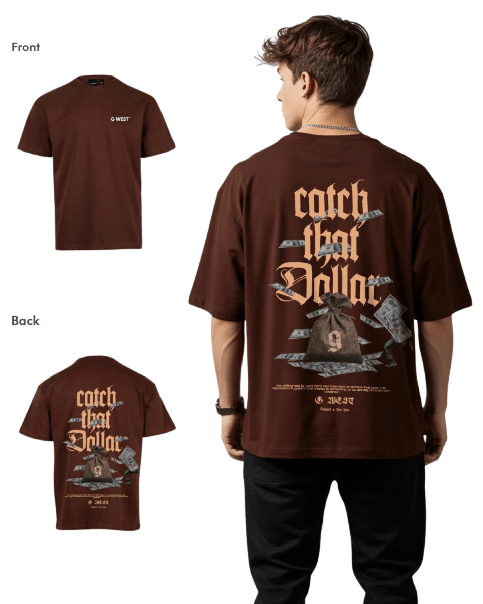 G West Mens Oversized Catch That Dollar Life Stlye Tee
