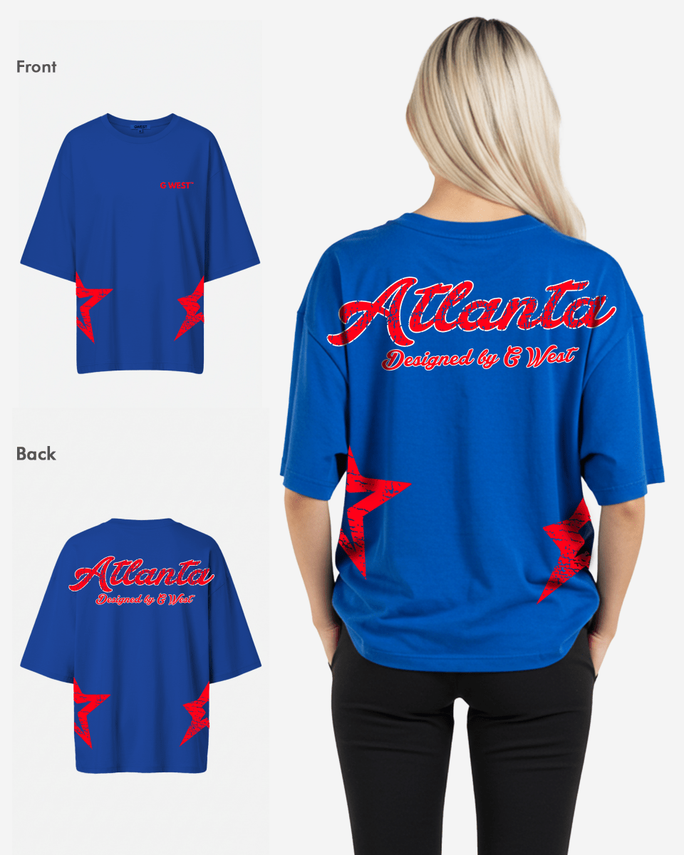 G West Womens Oversized Atlanta Logo Royal Tee