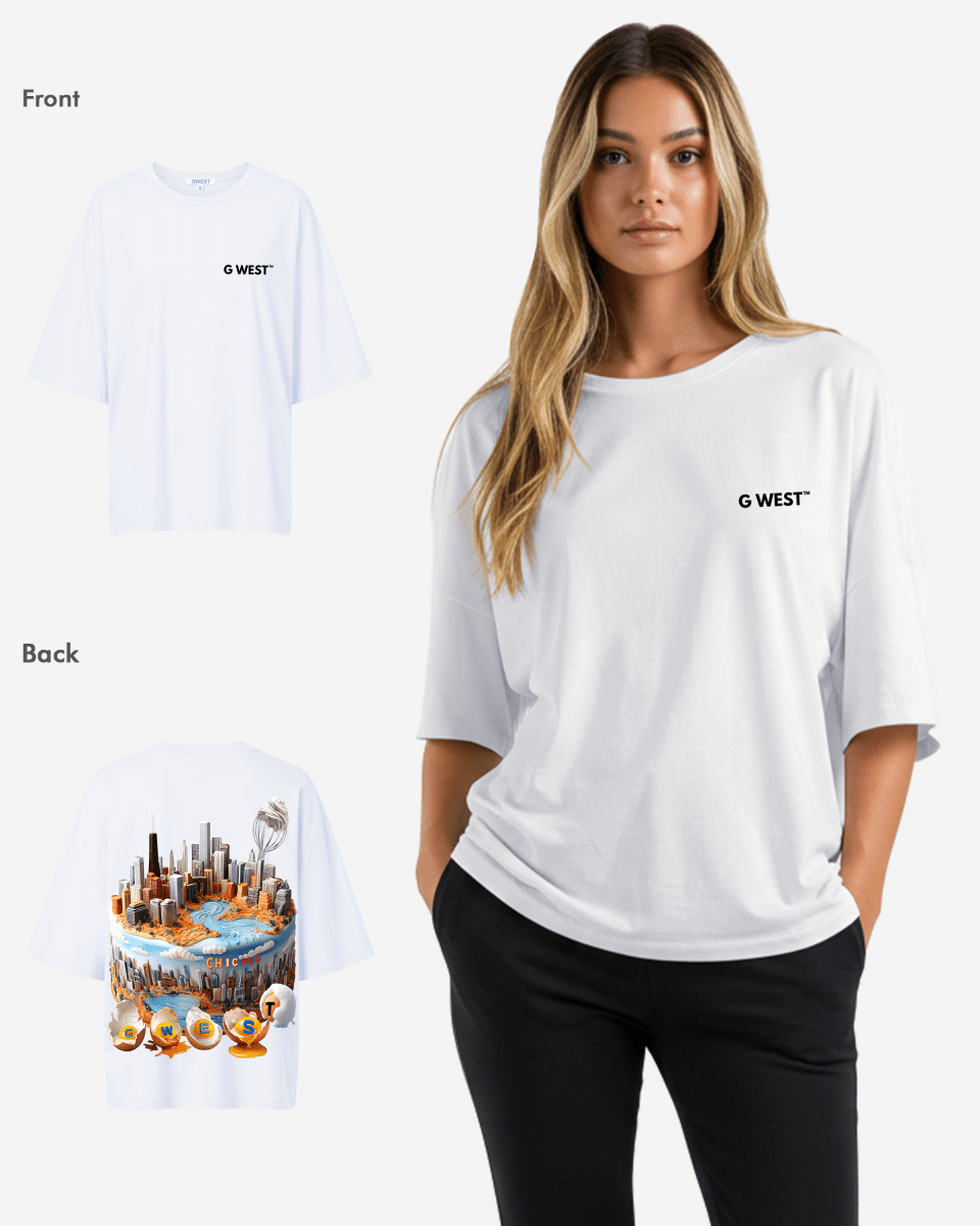 G West Womens OVERSIZED CHICAGO CAKE TEE