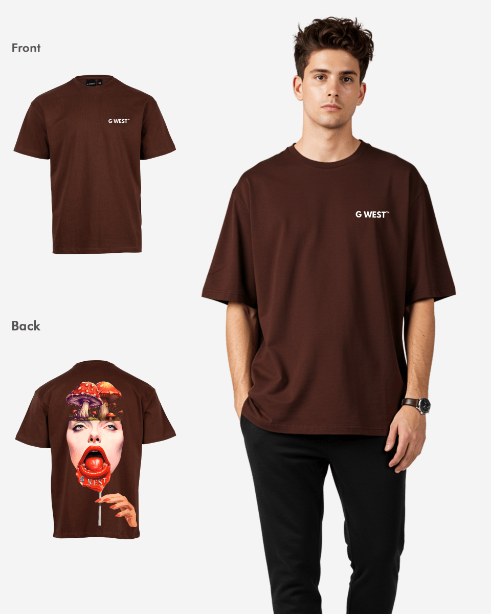 G West Mens Oversized Lollipop Mushroom Oversized Tee