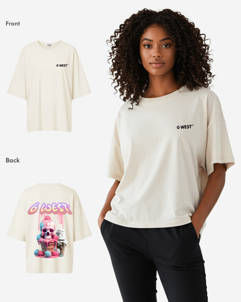 Camiseta G West extragrande con helado derretido para mujer