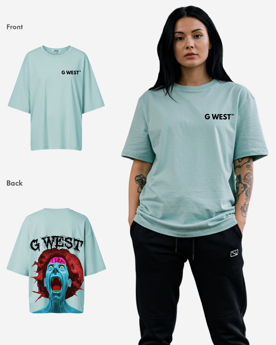 G West Womens Oversized Premium Erupt Brain T-Shirt