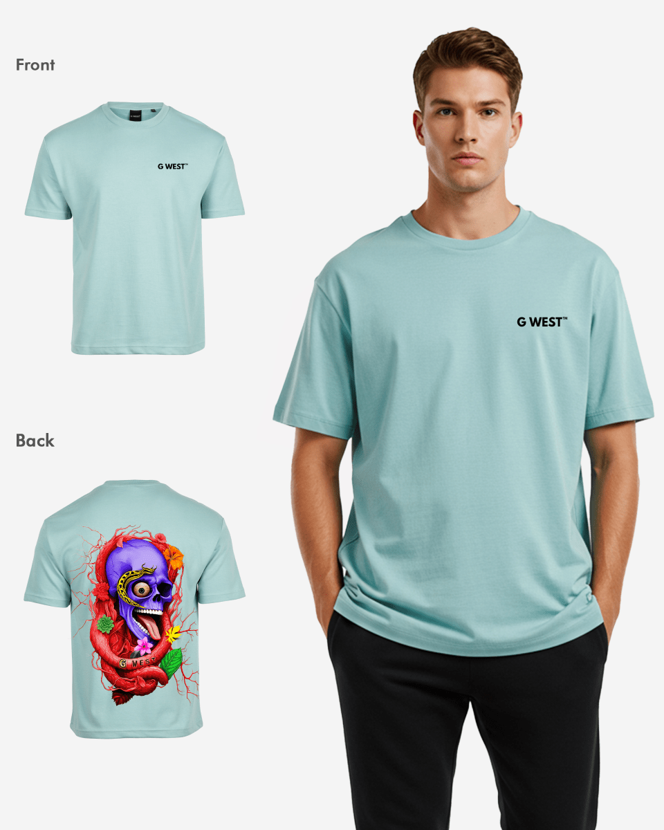 G WEST OVERSIZED PREMIUM SNAKE SKULL T-SHIRT Mens