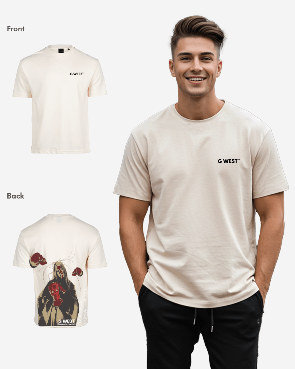 G West Mens Oversized Red Skull Tee