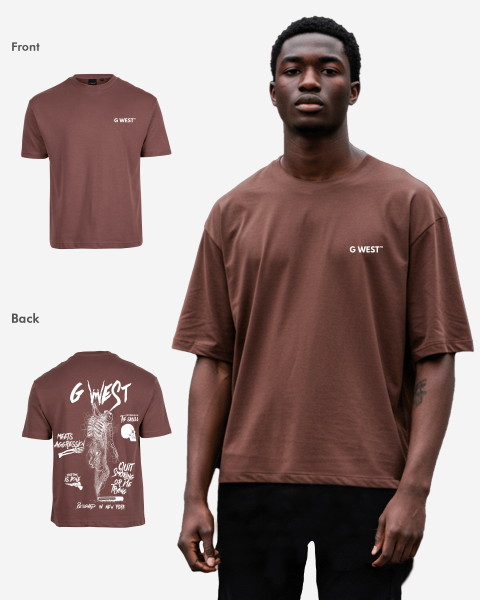 G West Mens Oversized Smoke Skeleton Tee