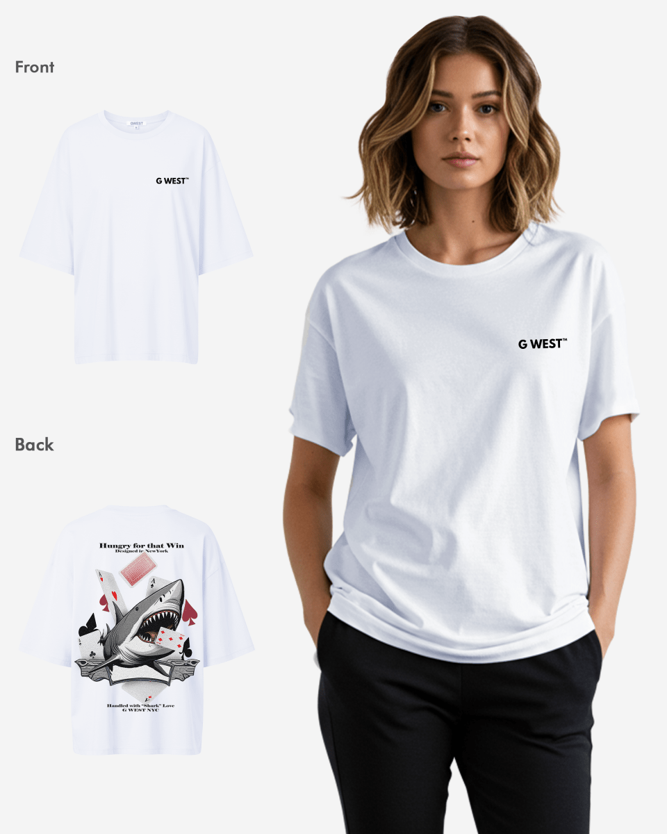G West Womens Oversized Spade Of Sharks T Shirt