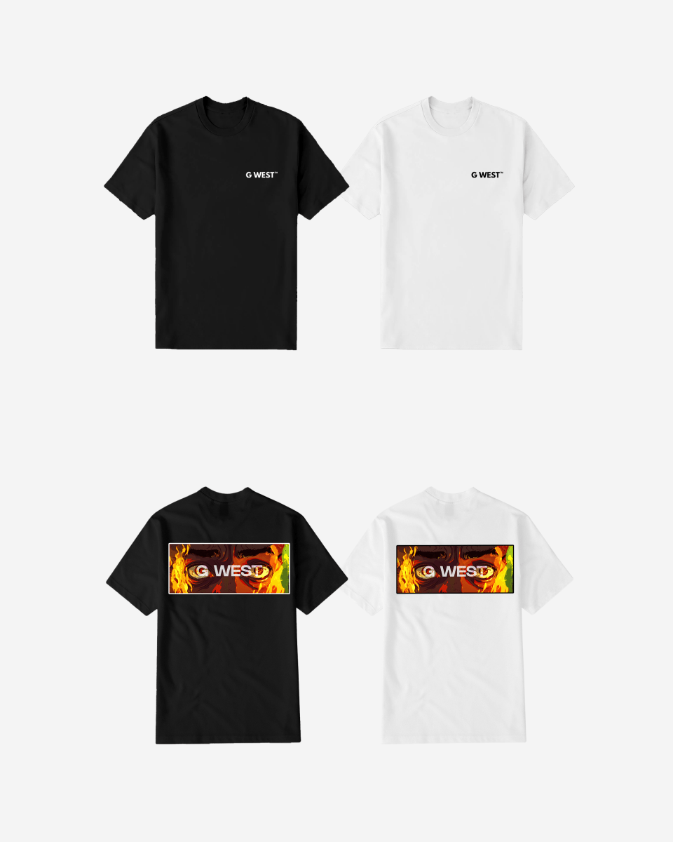 G West Mens Regular Fit Flame Box Logo T Shirt