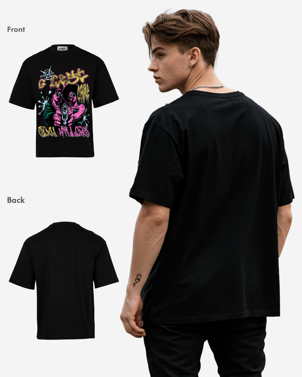 G West Rhinestone Trigger Twins Oversized Tee