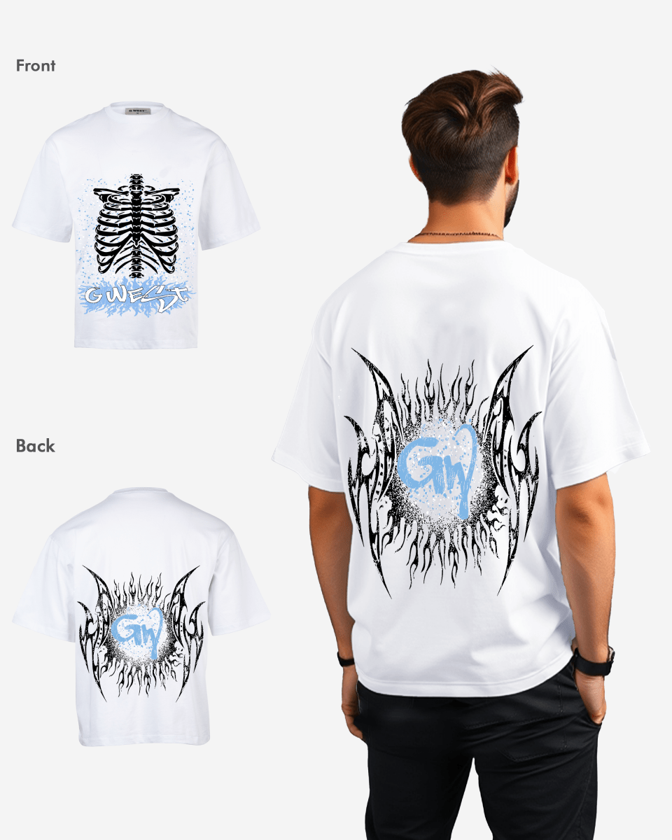 G West Rhinestone Skeleton Body Oversized T-Shirt Mens