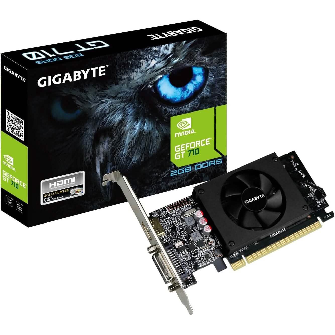 Tarjetas gráficas Gigabyte GeForce GT 710 de 2GB y soporte de interfaz de bus PCI Express 2.0 X8 (reacondicionadas)