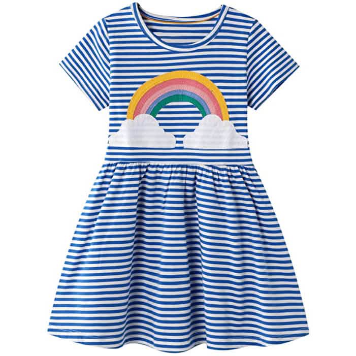 Vestido informal de algodón a rayas para niña