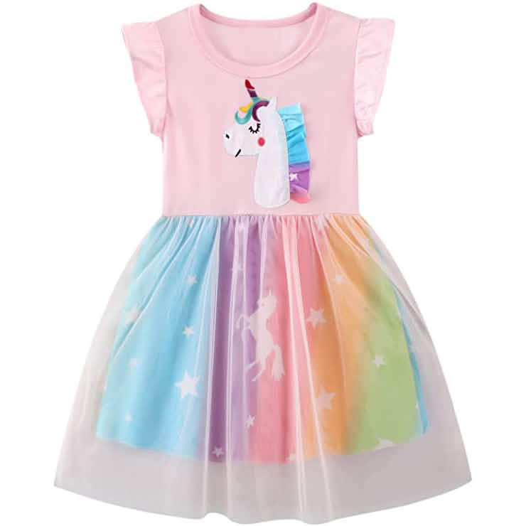Vestido casual de algodón de unicornio para niña