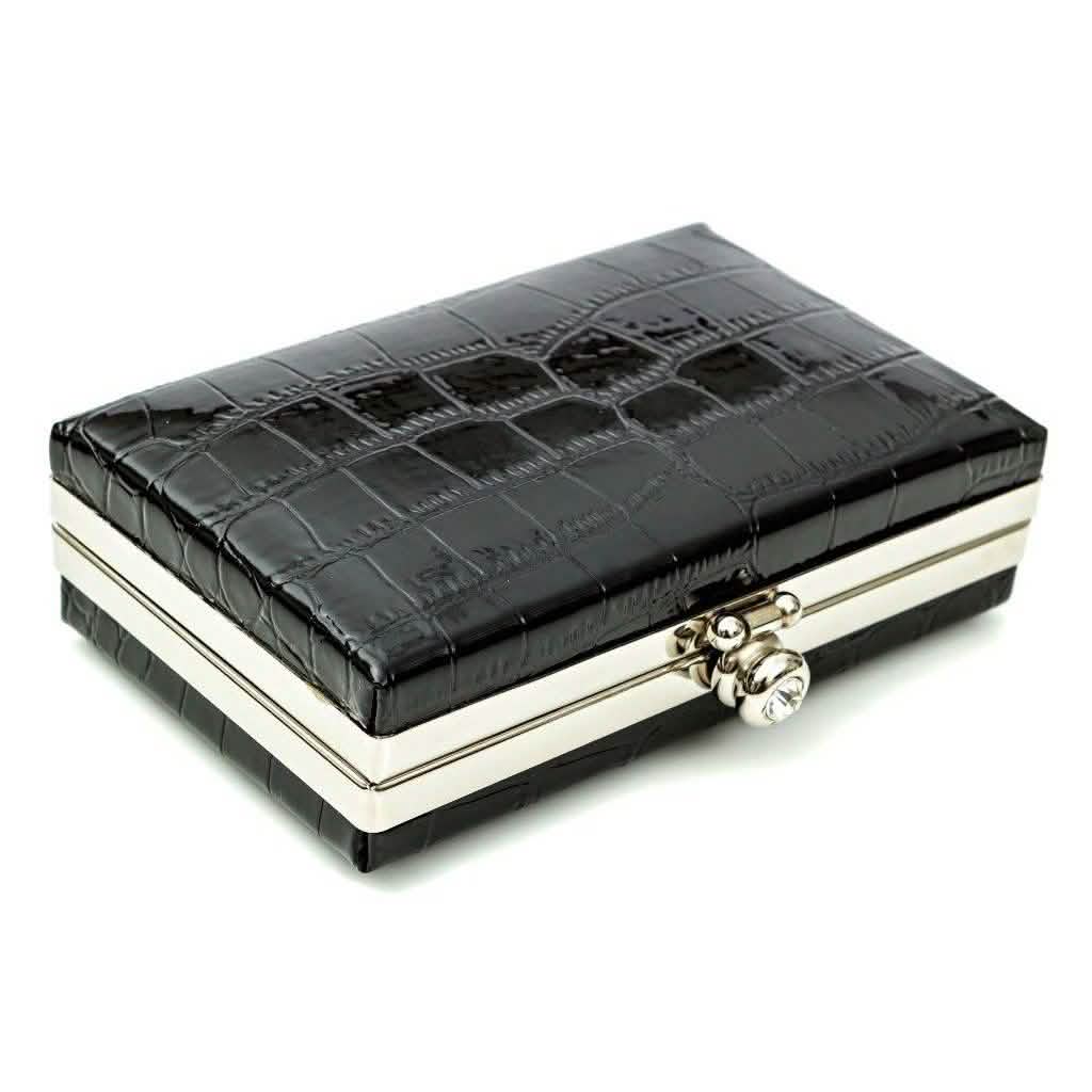 Cartera de mano Glambag con marco de cocodrilo brillante exótico