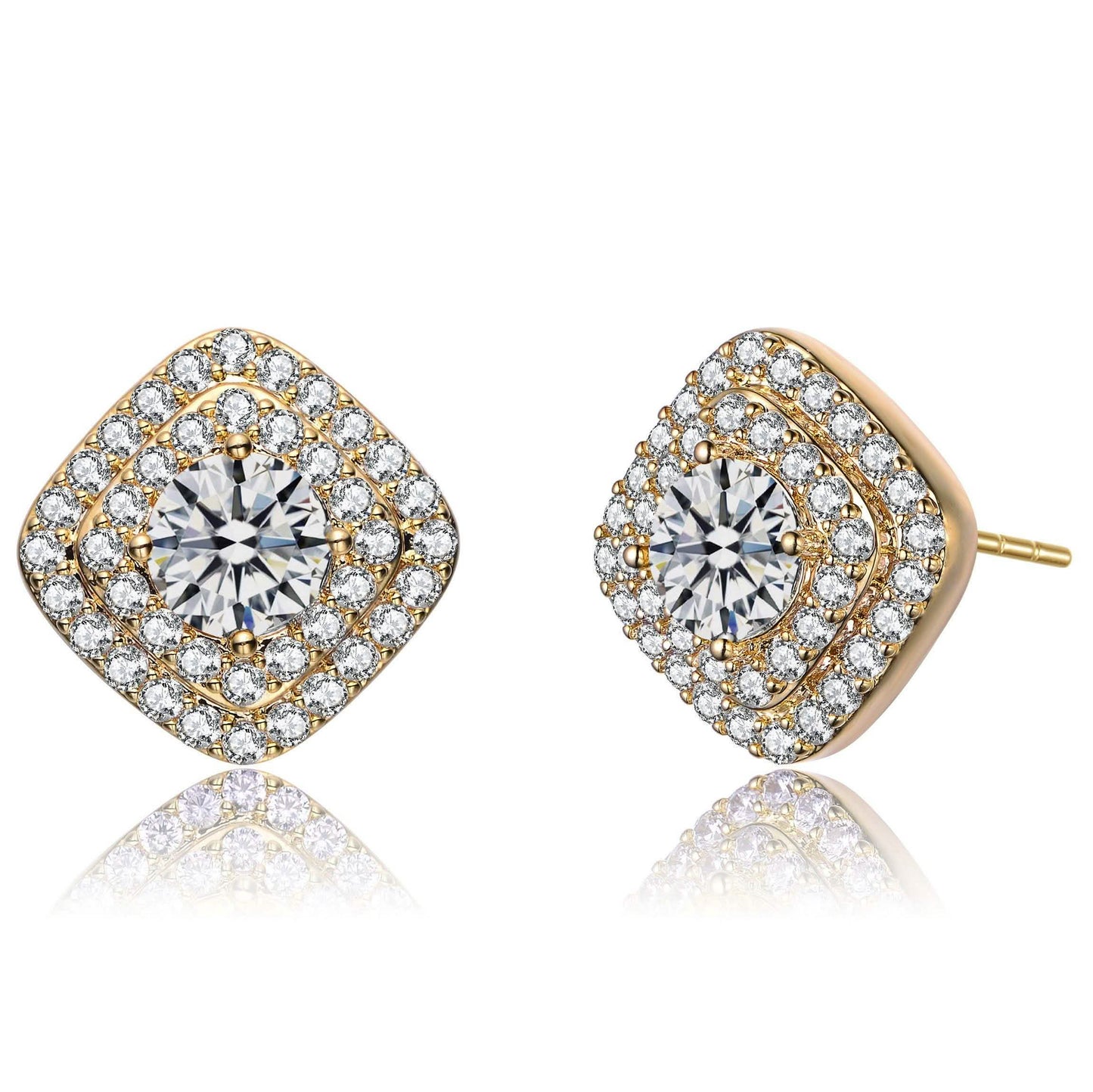 Aretes de poste con baño de oro