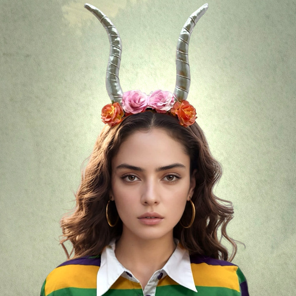 Halloween Floral Horned Crown Headband