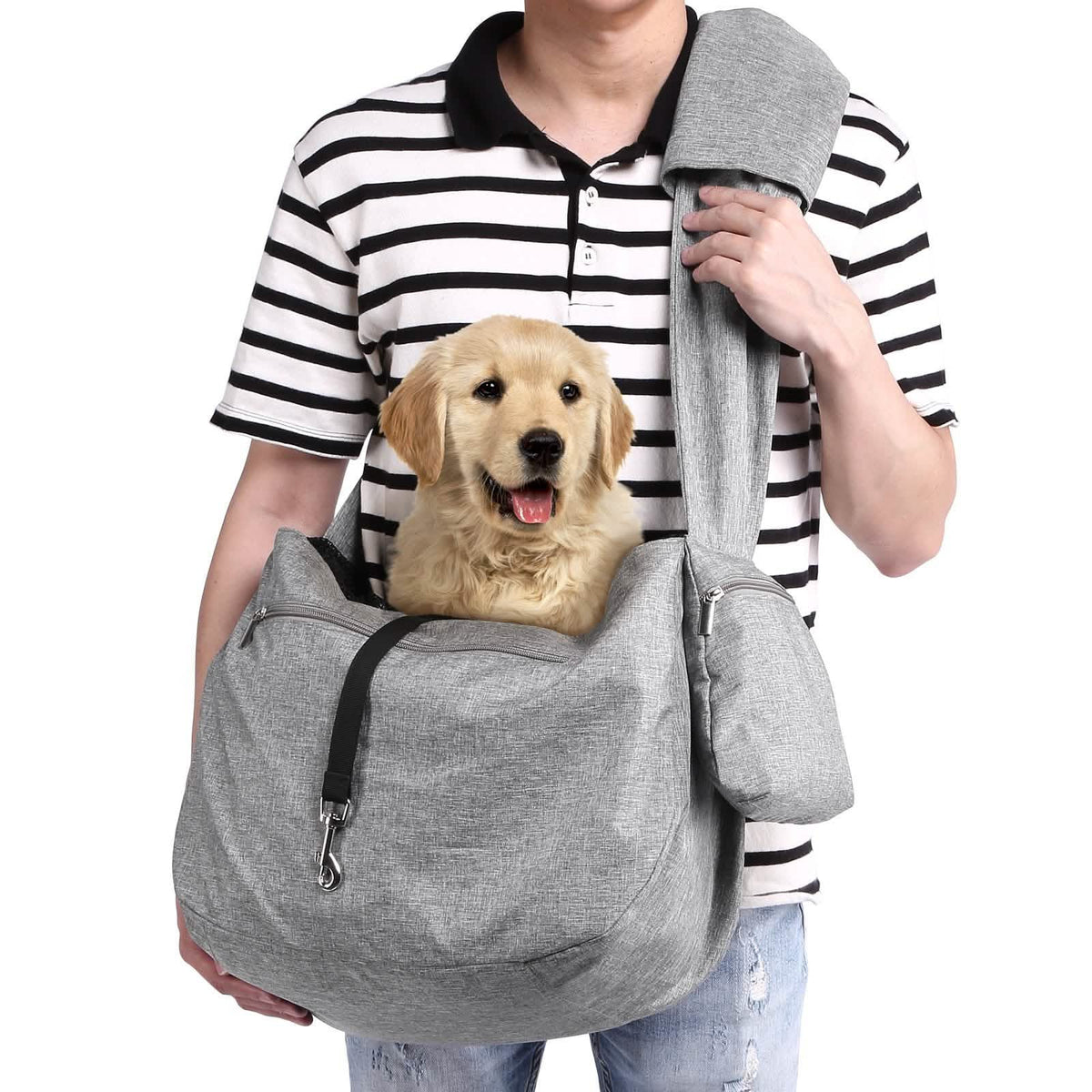 Transportín de mascota de cabestrillo ajustable con manos libres
