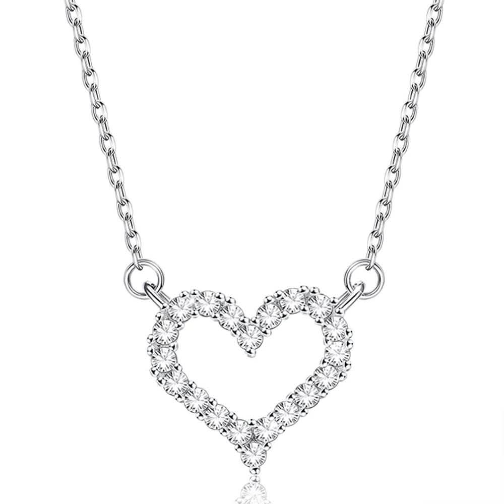 Collar con colgante de plata esterlina 925 con forma de corazón
