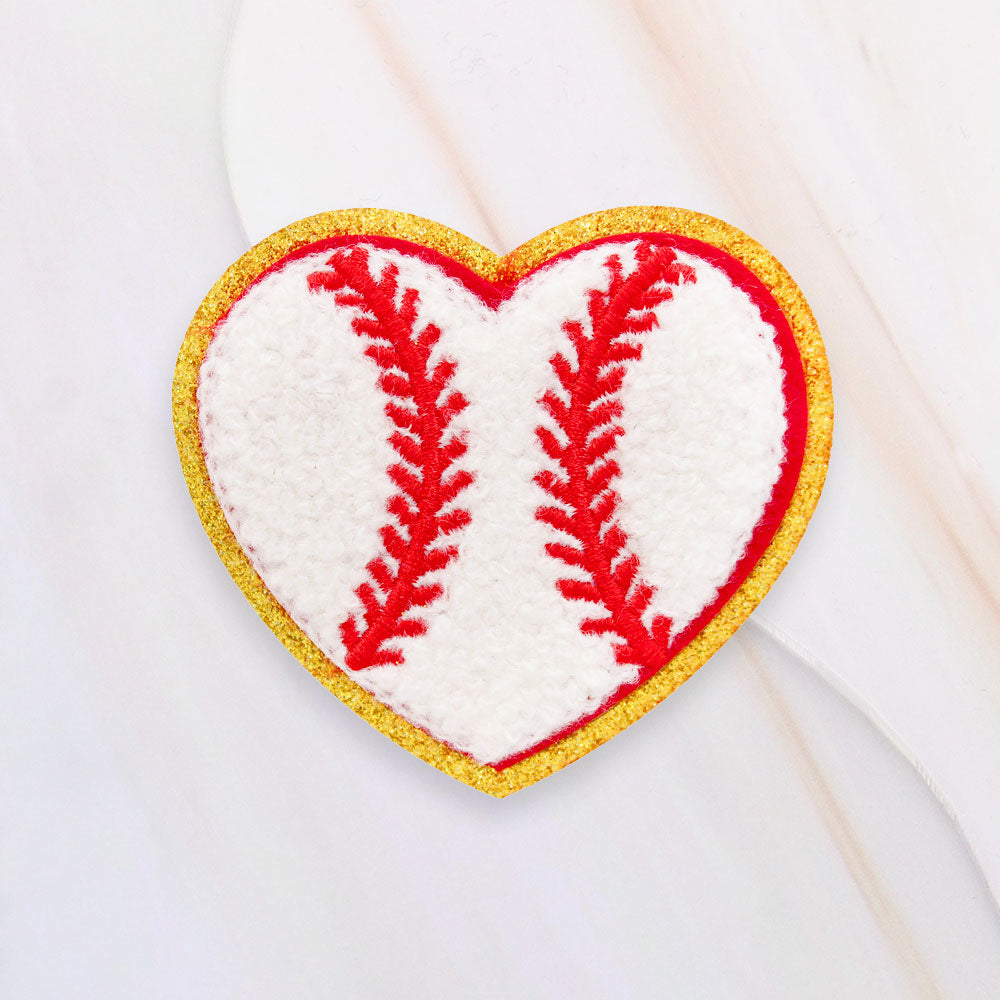 Heart Shaped Baseball Iron On Patch