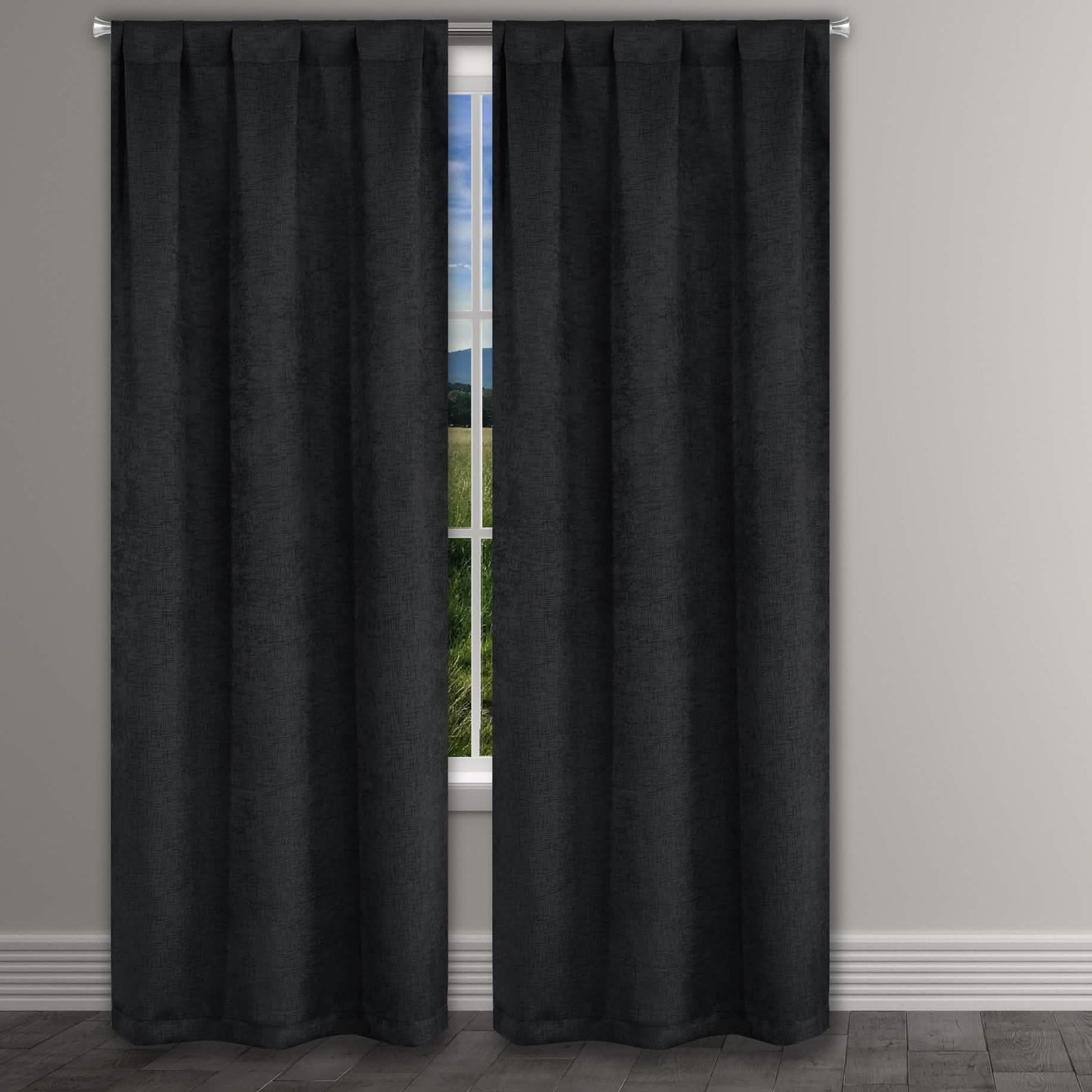 Par de paneles de cortinas térmicas opacas con textura de gamuza gruesa en relieve para ventana