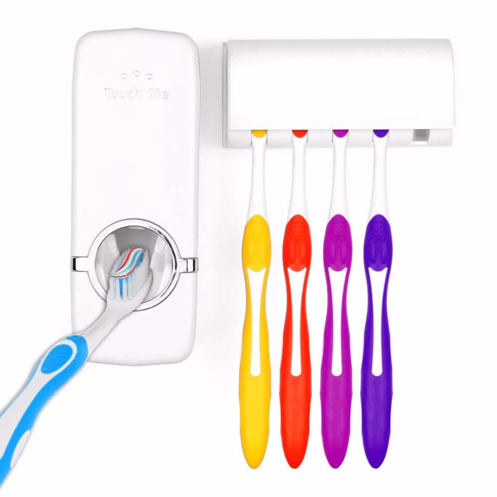 Dispensador Automático de Pasta Dental para el Hogar + Soporte para 5 Cepillos Dentales