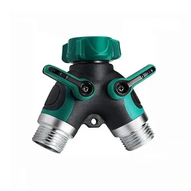 Divisor de manguera de 2 vías con conector en Y de grifo de 3/4" con válvula de cierre
