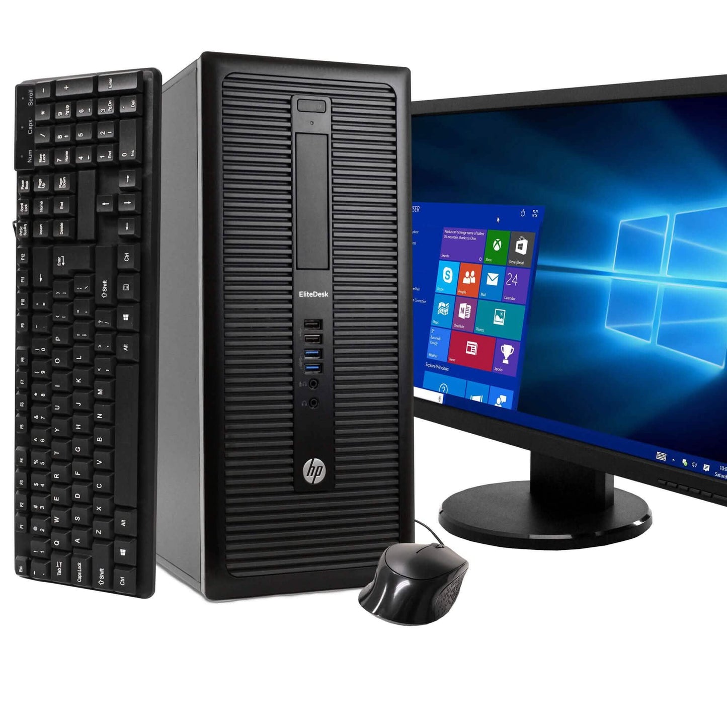 HP EliteDesk 800 G1 PC Windows 10 con monitor panorámico de 22" (reacondicionado)