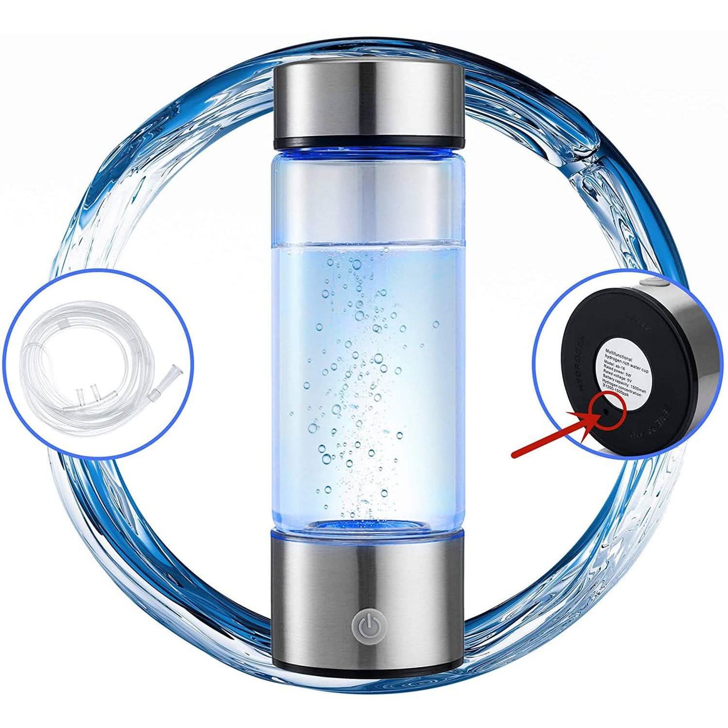 Generador de Botella de Agua de Hidrógeno con Adaptador de Inhalador