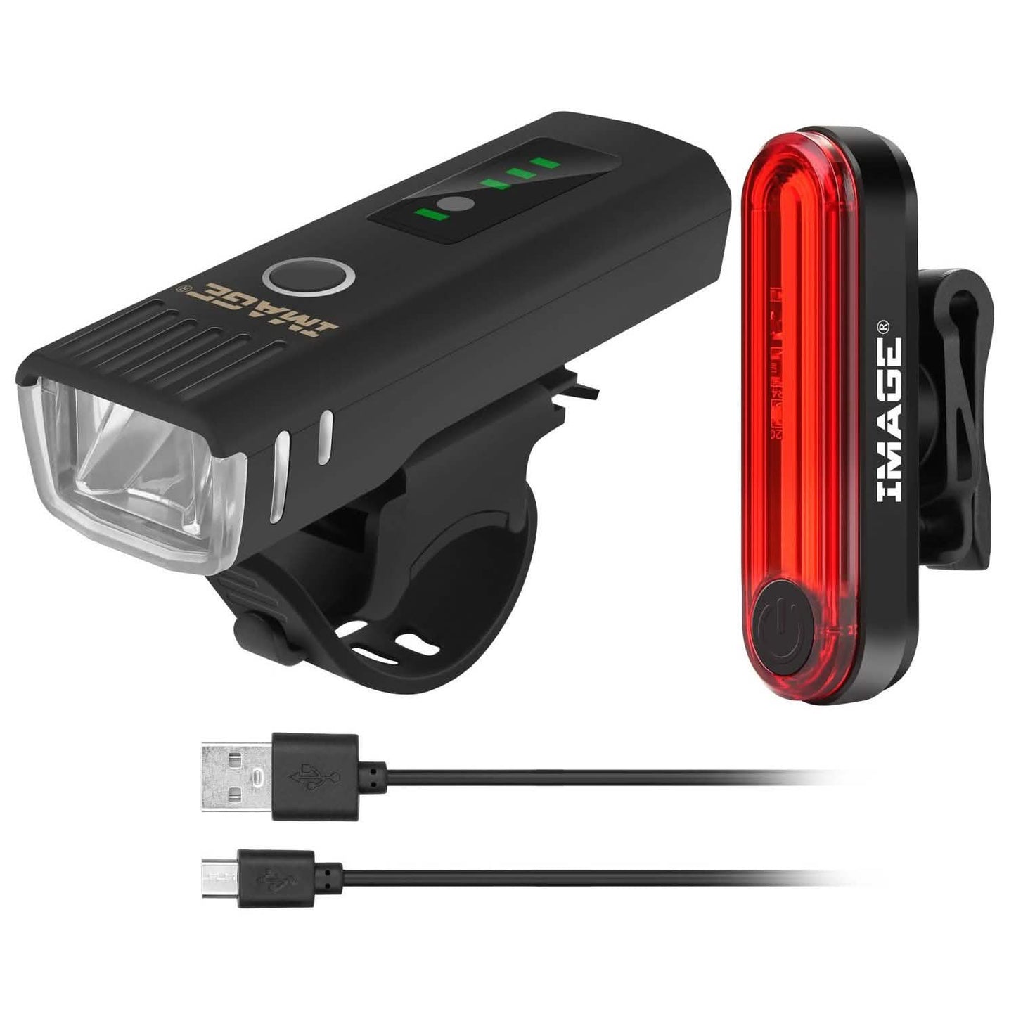 IMAGEN Set de luces de bicicleta con faros LED y luces traseras