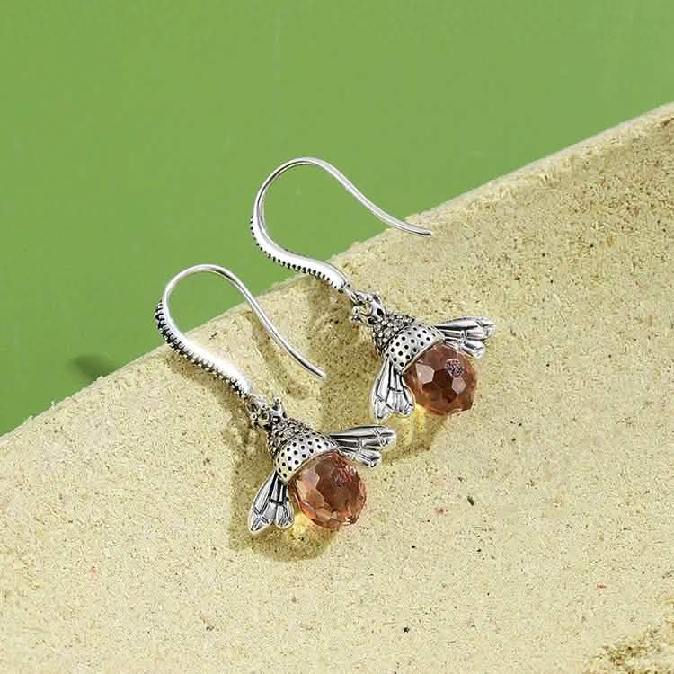 INALIS Pendientes de Plata de Ley 925 con Circonita Cúbica y Cristal de Austria con Forma de Abeja
