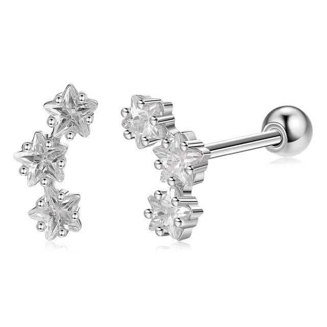 Pendientes de tuerca románticos de plata de ley 952 con forma de estrella INALIS