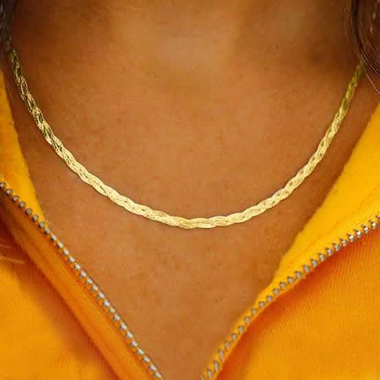Collar Verona de espiga trenzada de plata de ley italiana