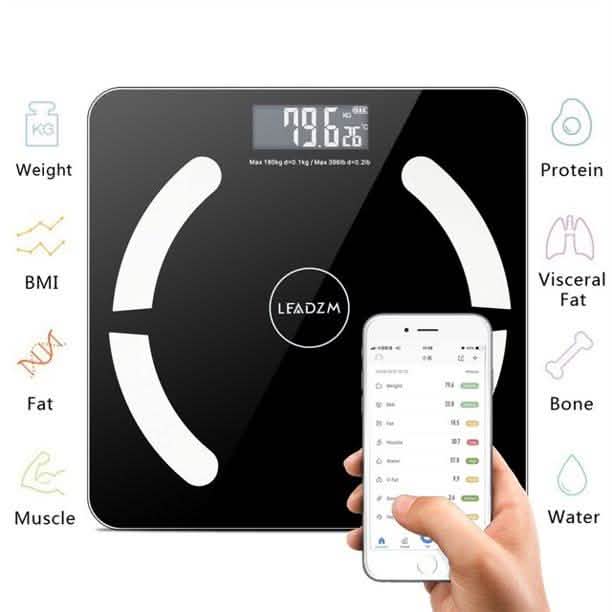 Báscula digital inteligente de baño inalámbrica para analizar composición corporal, IMC, grasa y monitor de salud, sincroniza datos
