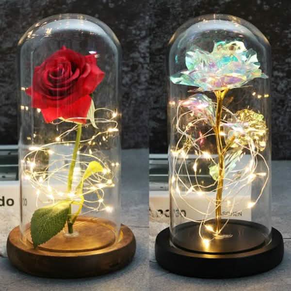 Rosa eterna artificial con lámina luminosa LED