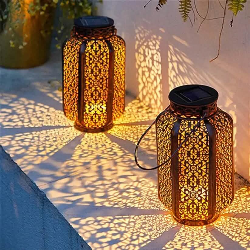 Lámpara solar de metal con linterna LED