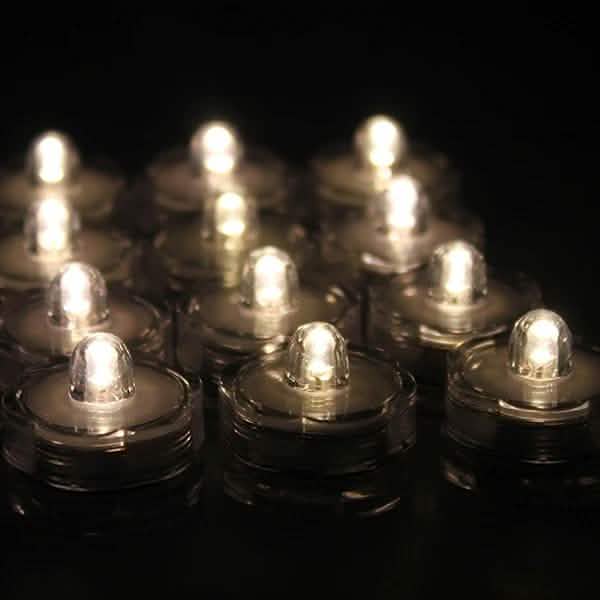 Velas LED sumergibles impermeables para decoración floral, floreros de té a pilas