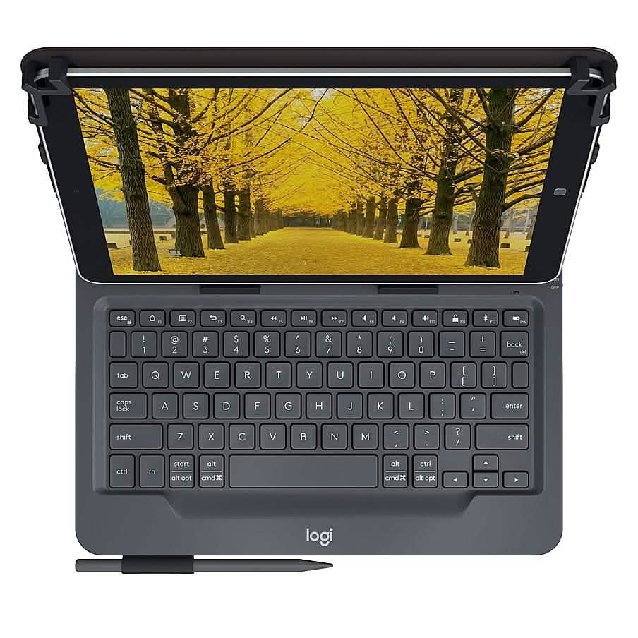 Logitech - Funda tipo libro con teclado universal para la mayoría de tabletas de 9 a 10 pulgadas (restaurada)