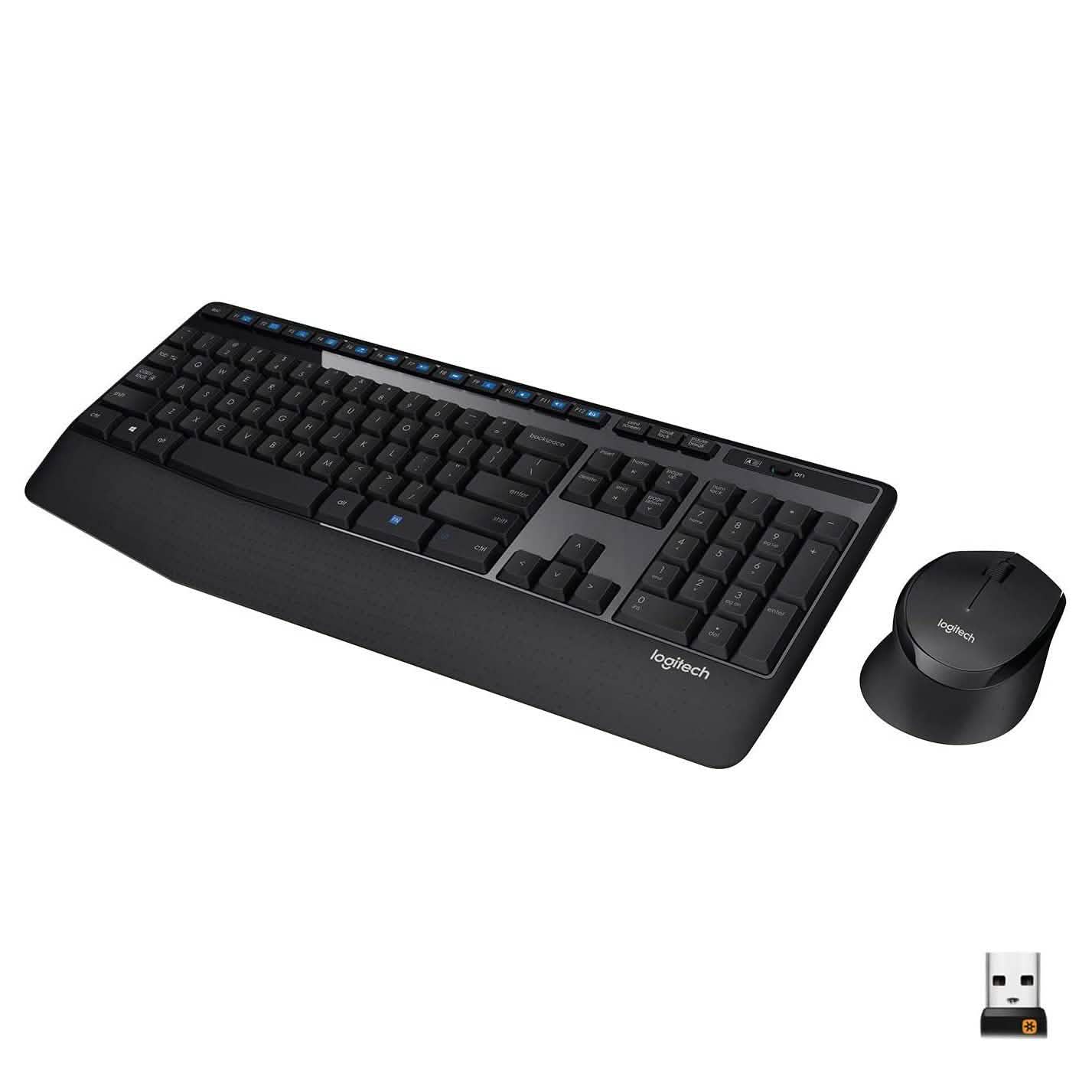 Teclado Inalámbrico de Tamaño Completo Logitech con Ratón Cómodo para Diestros (Reacondicionado)