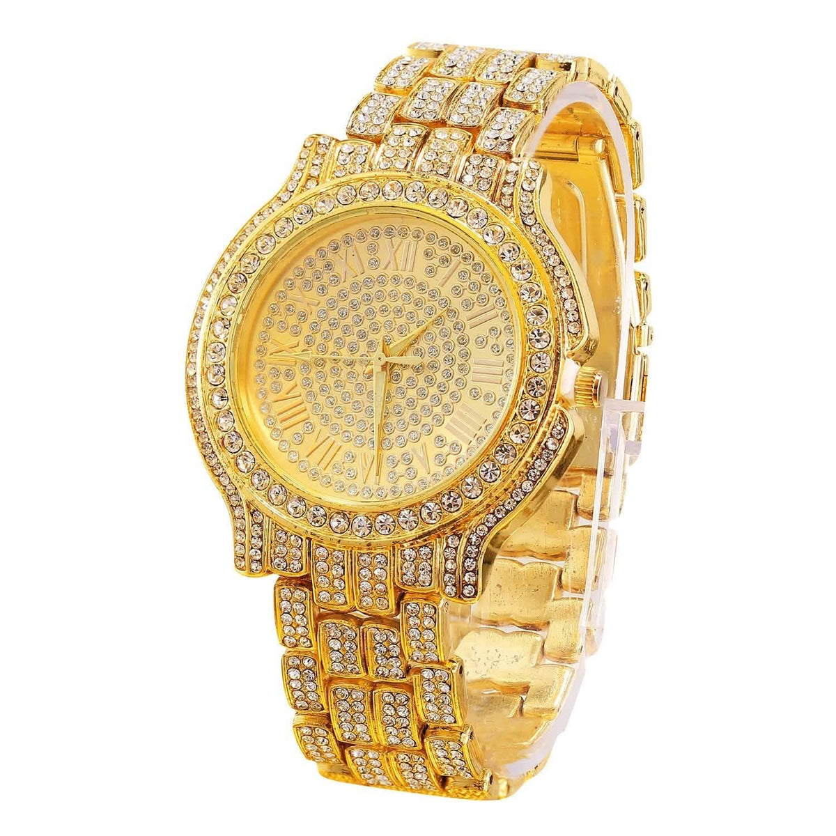 Reloj de cuarzo de lujo con diamantes de imitación de cristal