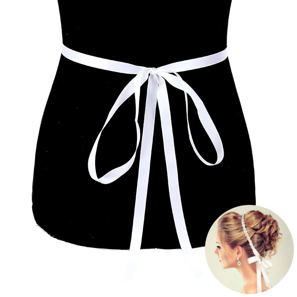 Marquise Cluster Sash Ribbon Bridal Wedding Belt Headband