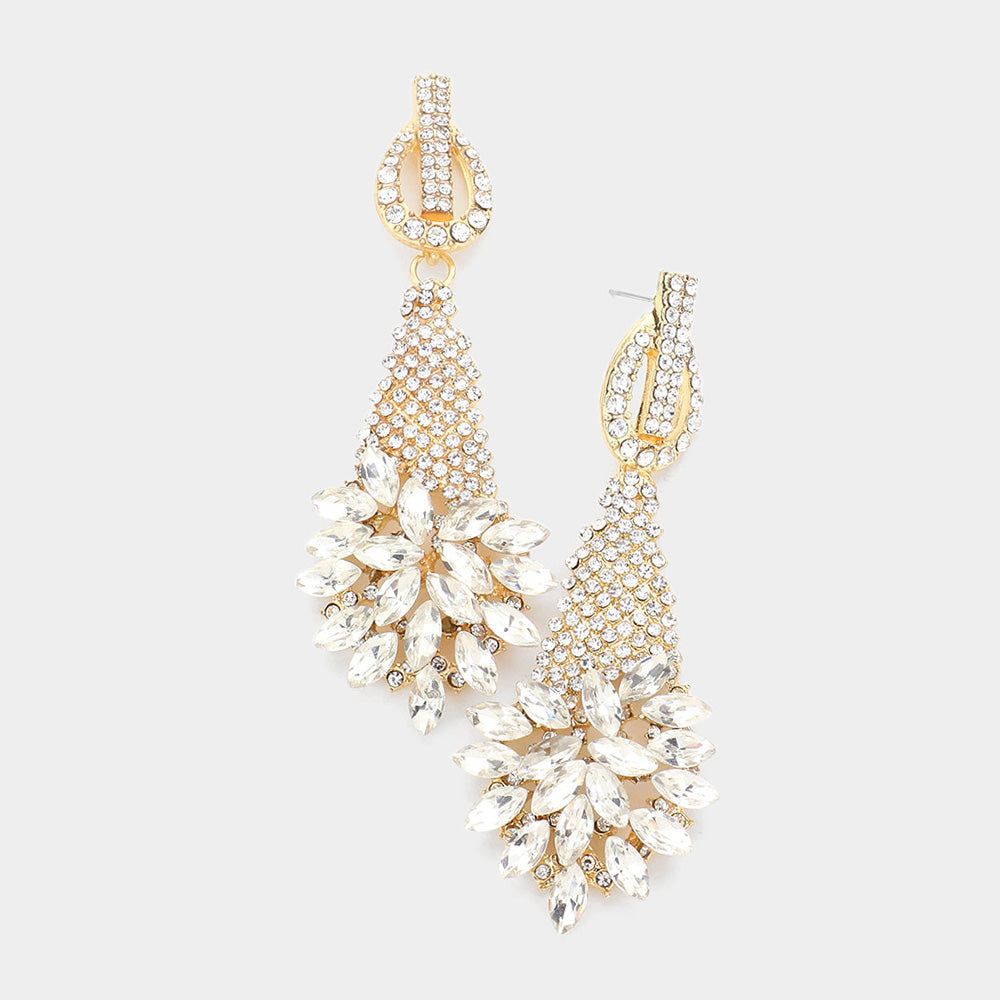 Marquise Stone Cluster Accented Evening Earrings