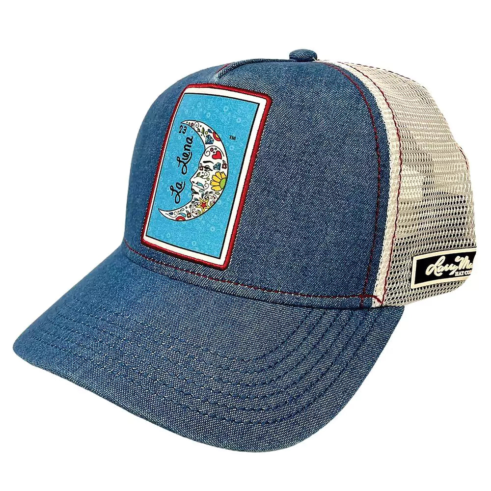 Gorra trucker Larry Mahan's La Luna (mezclilla/crema)